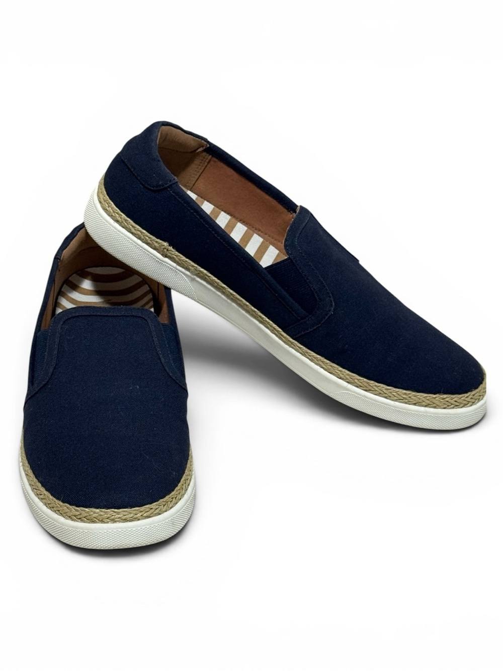 Vionic Sunny Rae Navy Blue Canvas Slip-On Espadrille Sneakers Orthotic Women’s 9